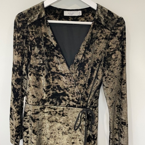 Ali & Jay Long Sleeve Wrap Velvet Dress - Picture 8 of 12